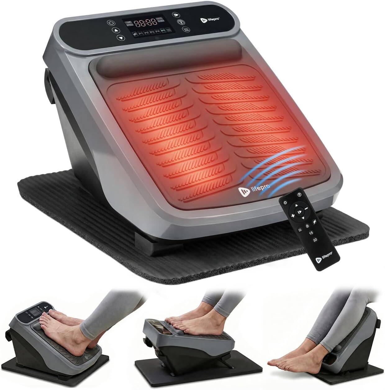 LifePro - Foot Massager for Neuropathy with Heat Option for Calf Therapy and Blood Circulation - Gray