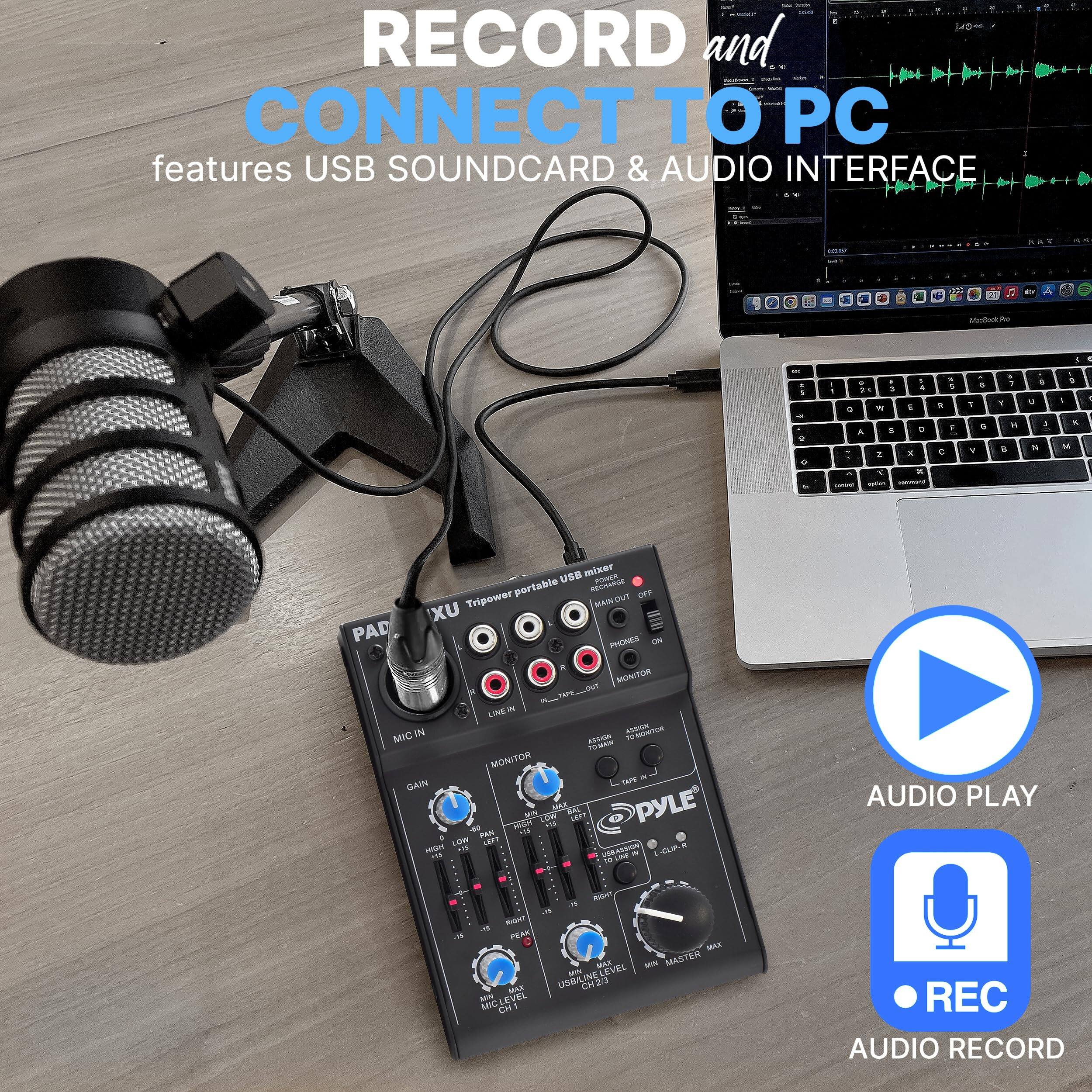 RECORD and CONNECT TO PC  
features USB SOUNDCARD & AUDIO INTERFACE  

XU Tripower portable USB mixer  

PAD  
MIC IN  
LINE IN  
GAIN  
MONITOR  
MASTER  
AUDIO PLAY  
AUDIO RECORD