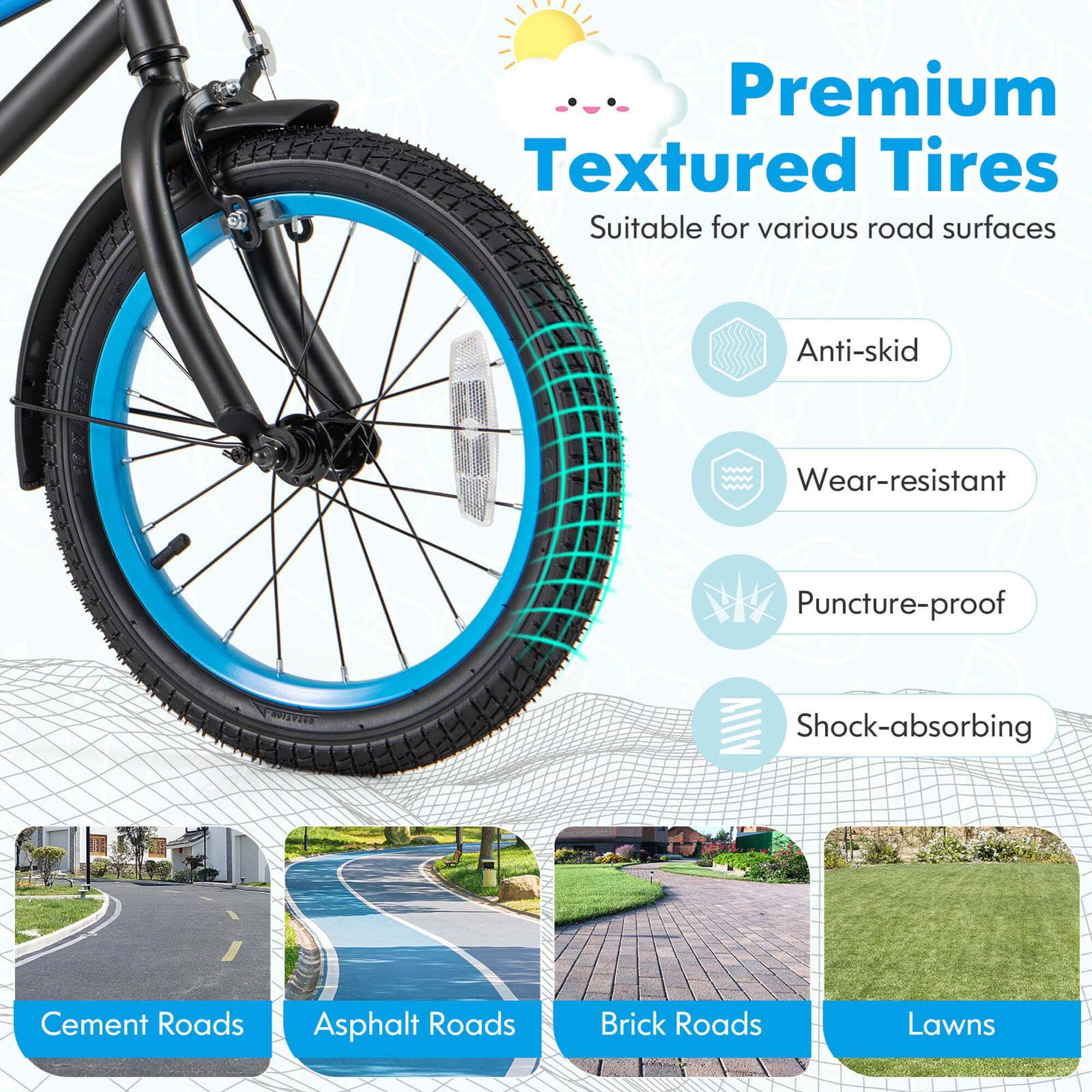 Premium Textured Tires  
Suitable for various road surfaces  

- Anti-skid  
- Wear-resistant  
- Puncture-proof  
- Shock-absorbing  

Cement Roads  
Asphalt Roads  
Brick Roads  
Lawns