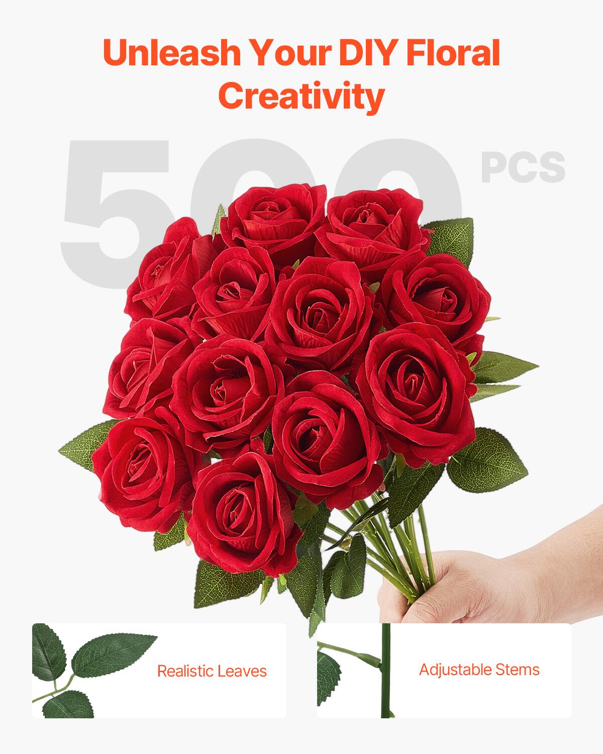 Unleash Your DIY Floral Creativity 500 PCS Realistic Leaves Adjustable Stems