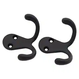 National - Hardware Medium Matte Metal 1.76 in. L Double Hook 35 lb 2 pk - Black