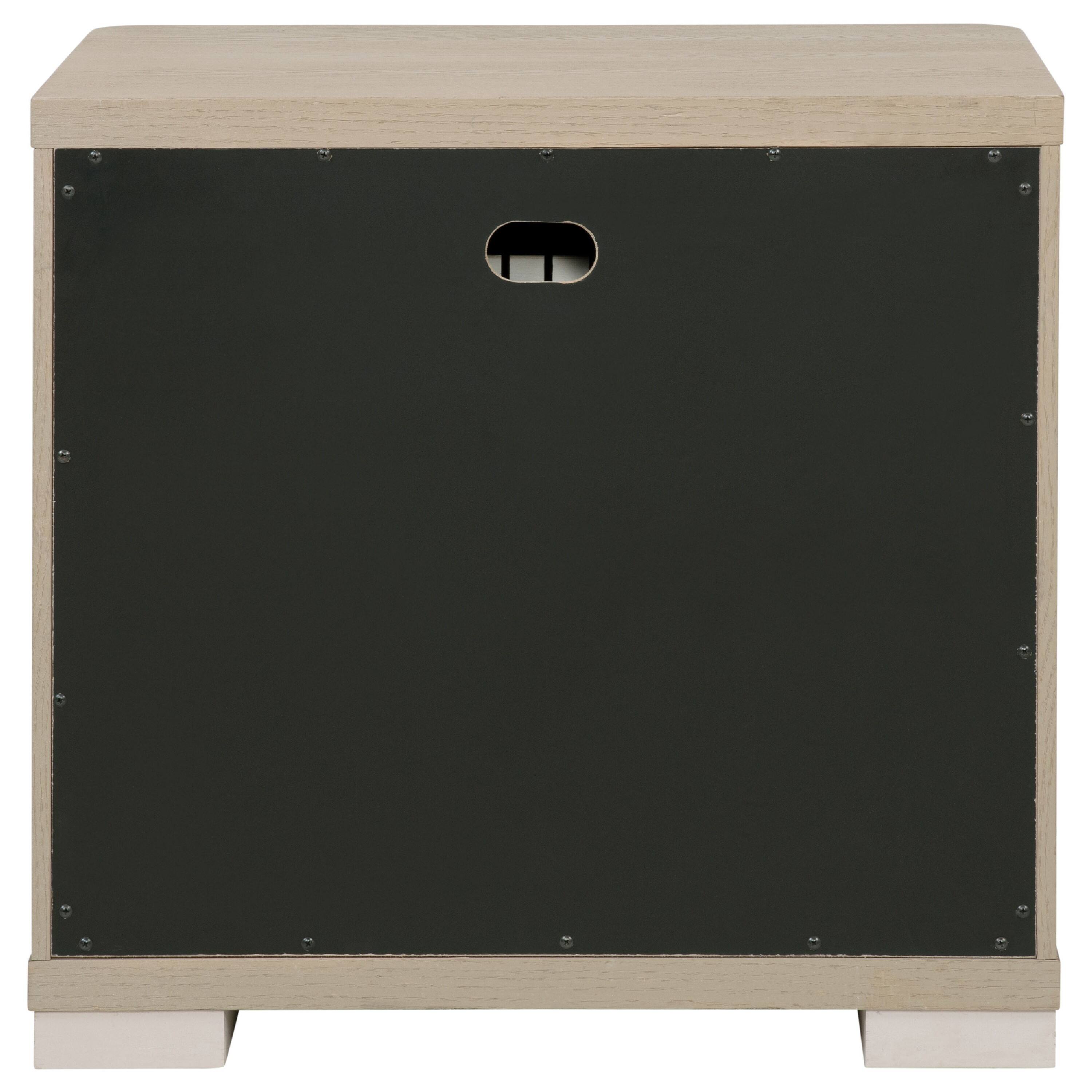Alt View 3. Manhattan Lane - Saina Nightstand with 2 Drawers, Block Feet, Light Elm Wood 27 Inch - Light Elm Brown.