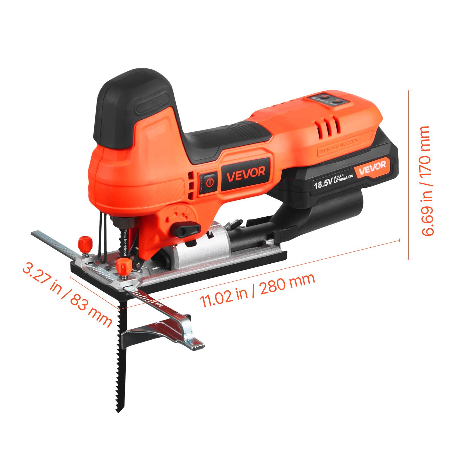 nR 3.27 in / 83 mm  
BAUBHLEAS  
VEVOR  
A -O 18.5V  
U  
IPLI 280 mm in / 11.02 mm  
170 / 6.69 in / 170 in 6.69