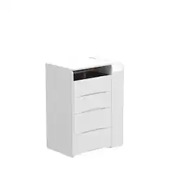 Famapy - 3-in-1 Flip Vanity Desk with Pull-Out Shelf & LED Mirror - Space Saving Makeup Station Bedside Table - White