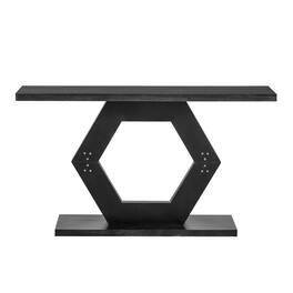 Boyel Living - Modern Hexagon Entryway Table with Hollow Hexagon Leg Structure and Wood Finish - Black