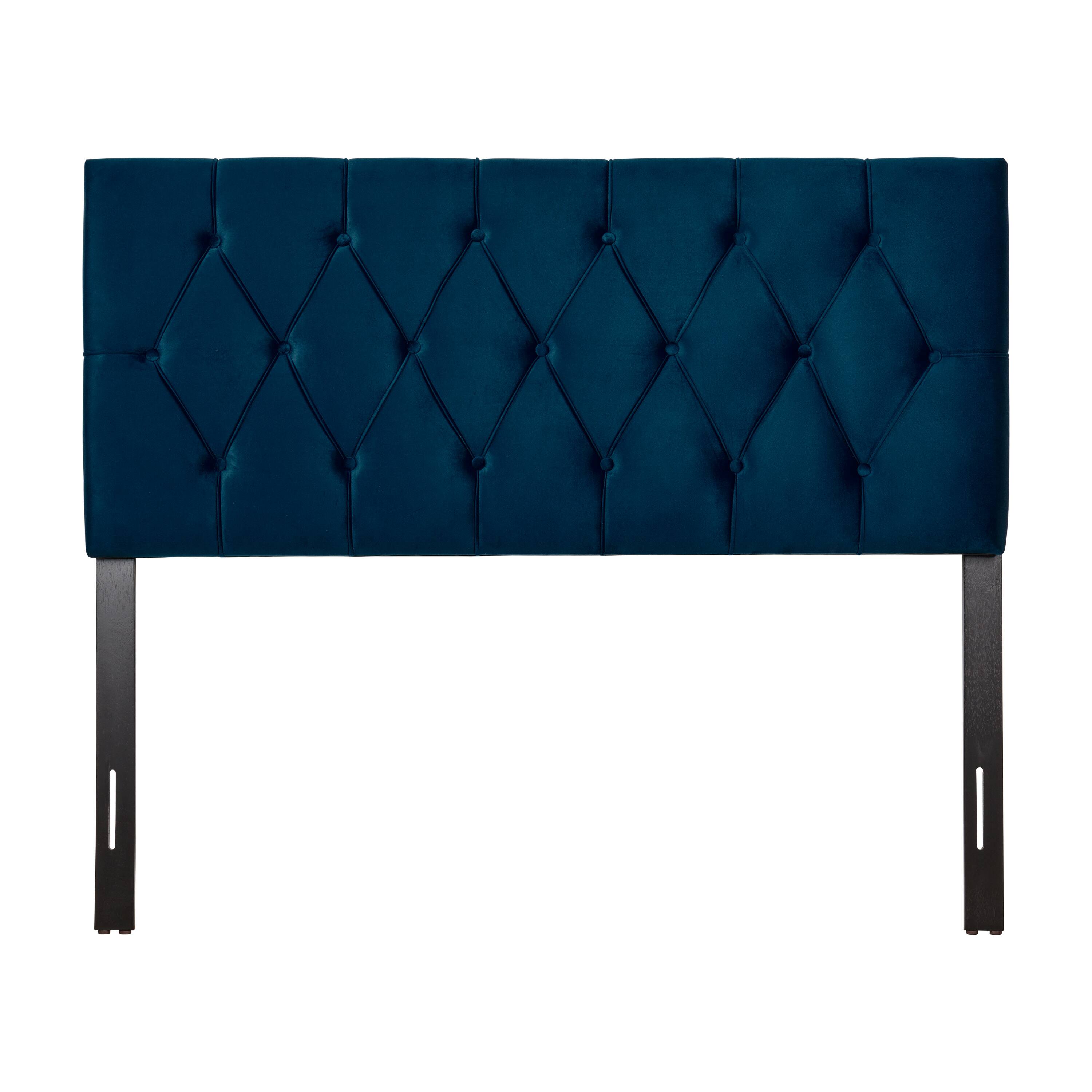 Front. CorLiving - Catalina Diamond Button Tufted Velvet Full/Double Headboard - Navy Blue.
