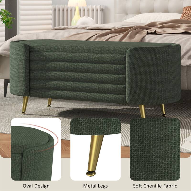 Oval Design Metal Legs Soft Chenille Fabric