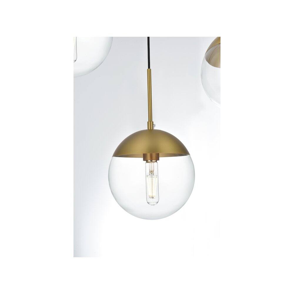 Alt View 4. Living District - Eclipse 18 Inch Pendant Clear Shade in Chrome - Satin Gold And Clear.