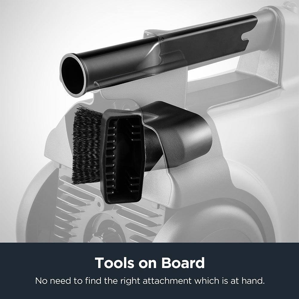 Tools on Board

No need to find the right attachment which is at hand.