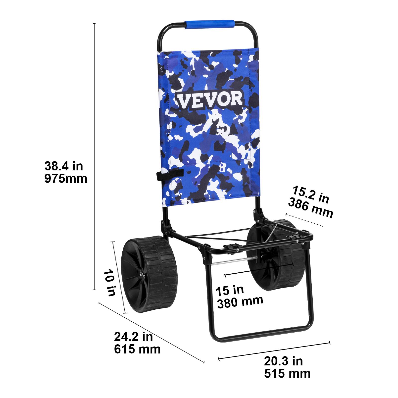 VEVOR
38.4 in 975mm
15.2 in 386 mm
10 in
15 in 380 mm
24.2 in 615 mm
20.3 in 515 mm