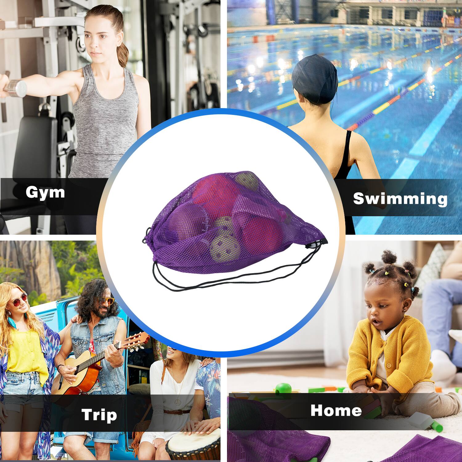 Gym, Swimming, Trip, Home