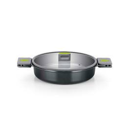 BRA Cookware - Life Ceramic Nonstick Sauté Pan w/Glass Lid, 12.5 Inch, 5.3 Quart - Black
