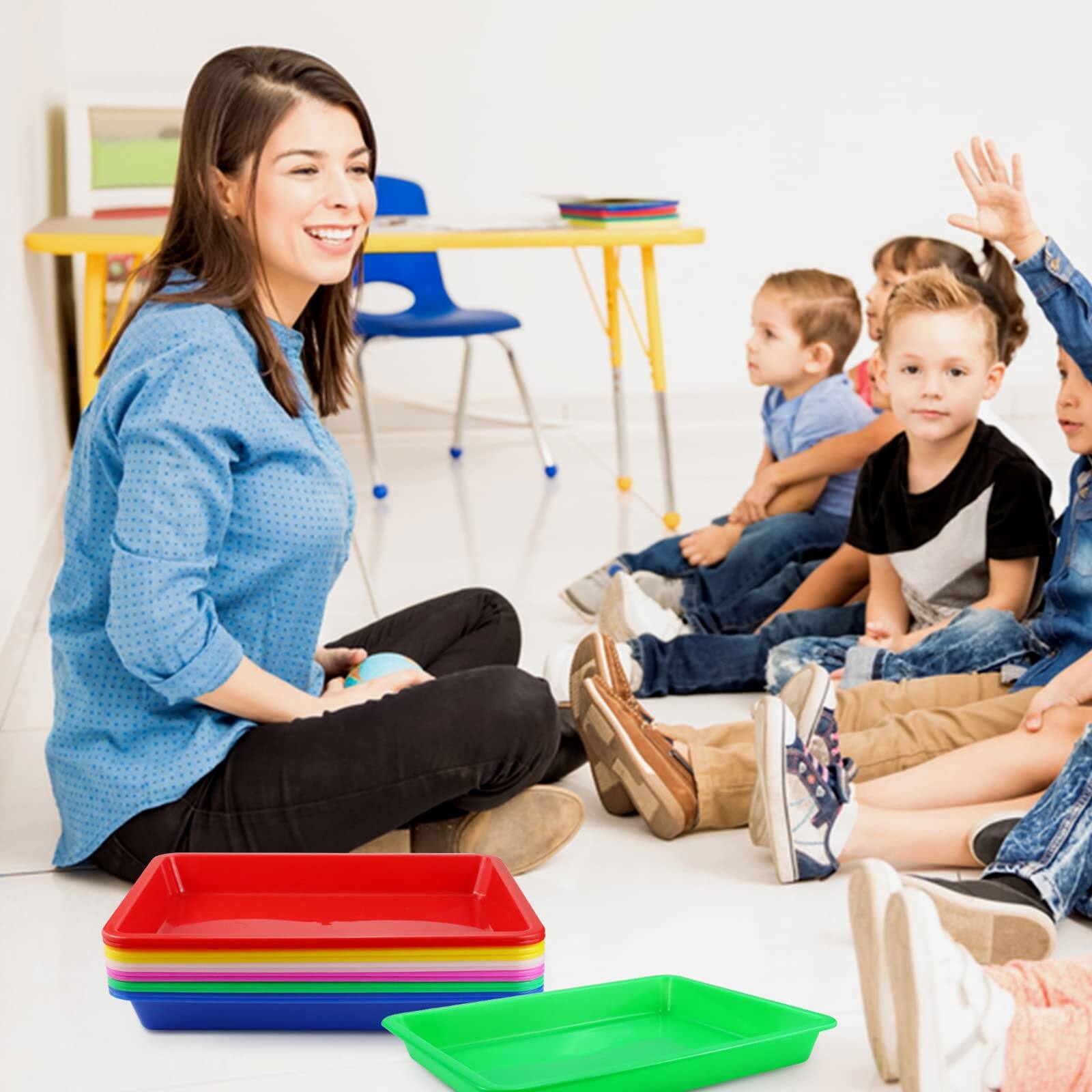 Alt View 6. Dapper Styles - Plastic Art Trays 6 Colors Activity Crafts Tray Serving Organizer For School Classroom Diy Projects Paintin... - 16.