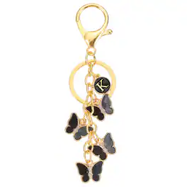 Unique Bargains - Butterfly Initial Letter Keychain, Alphabet K Metal Keyring, Cute Car Keys Holder Charm for Women Gift - Black