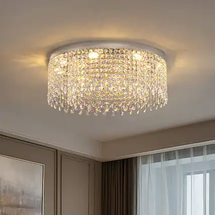 Front. Siljoy - Modern Crystal Flush Mount Ceiling Light - Gold.
