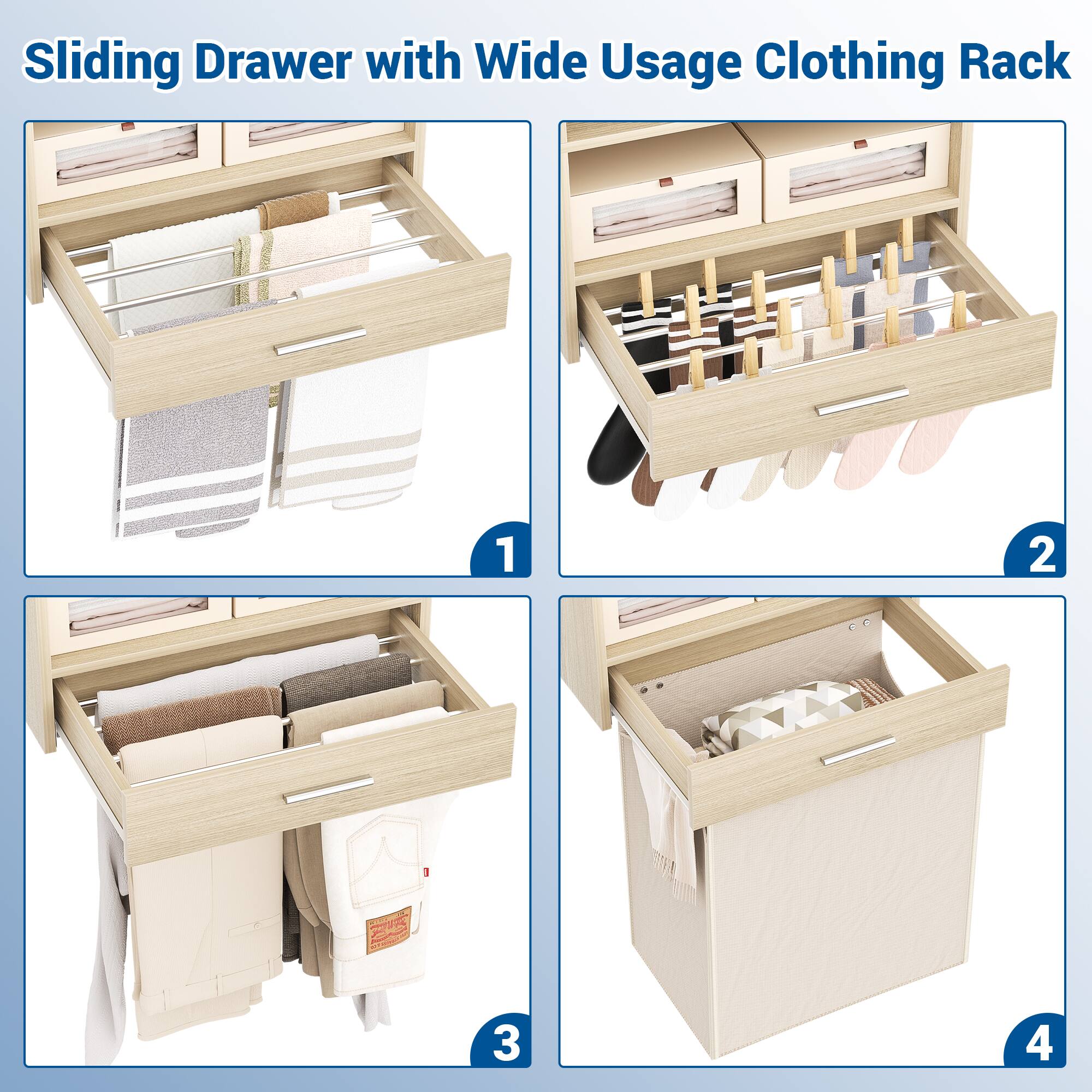 Sliding Drawer with Wide Usage Clothing Rack

1
2
3
4