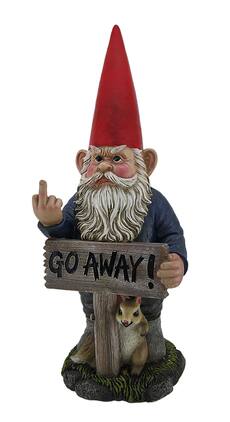 Zeckos - Take A Hike Go Away Garden Gnome Un-Welcome Garden Statue - Blue