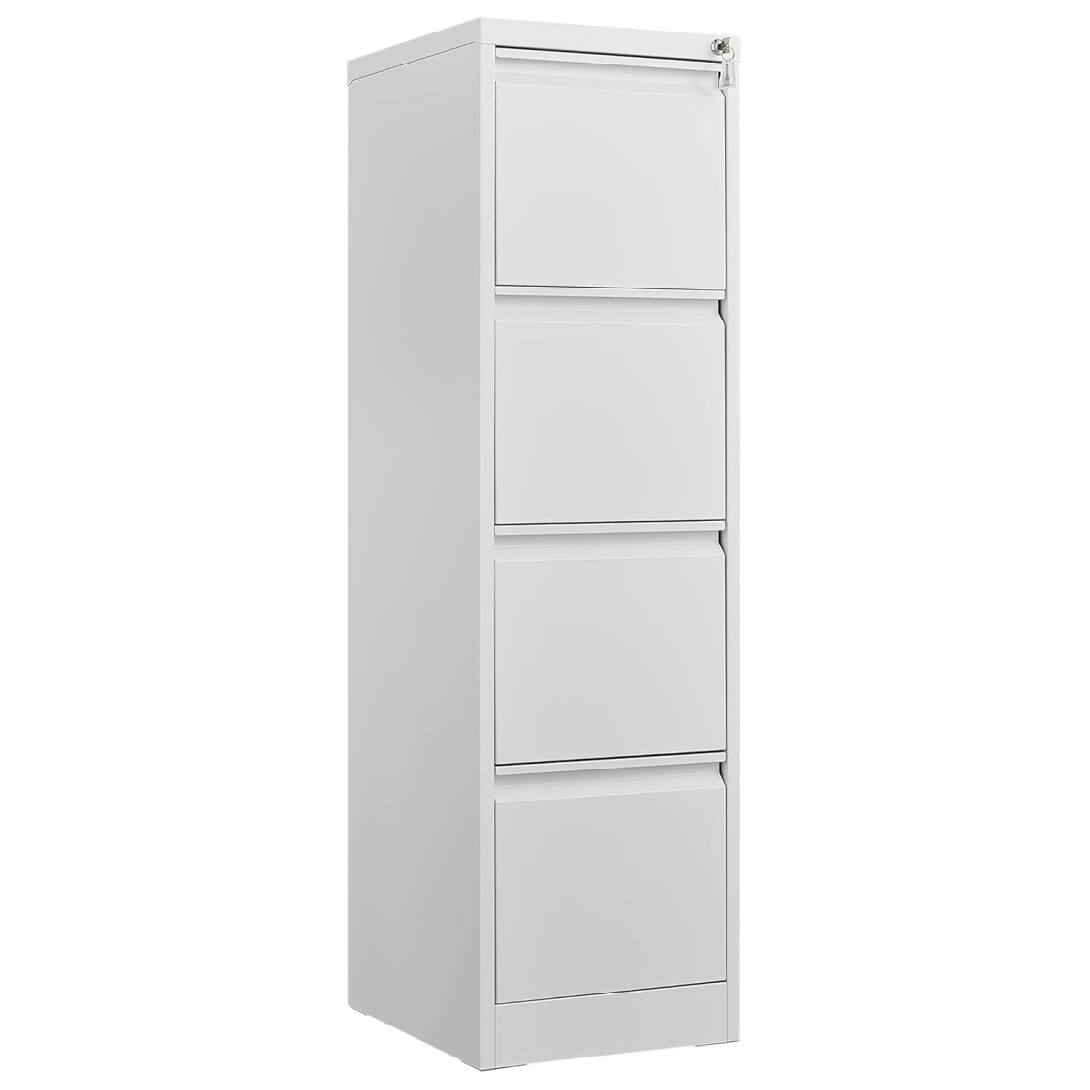 Angle. GARVEE - 4 Drawer File Cabinet with Lock, Vertical File Cabinets for Home Office - White.