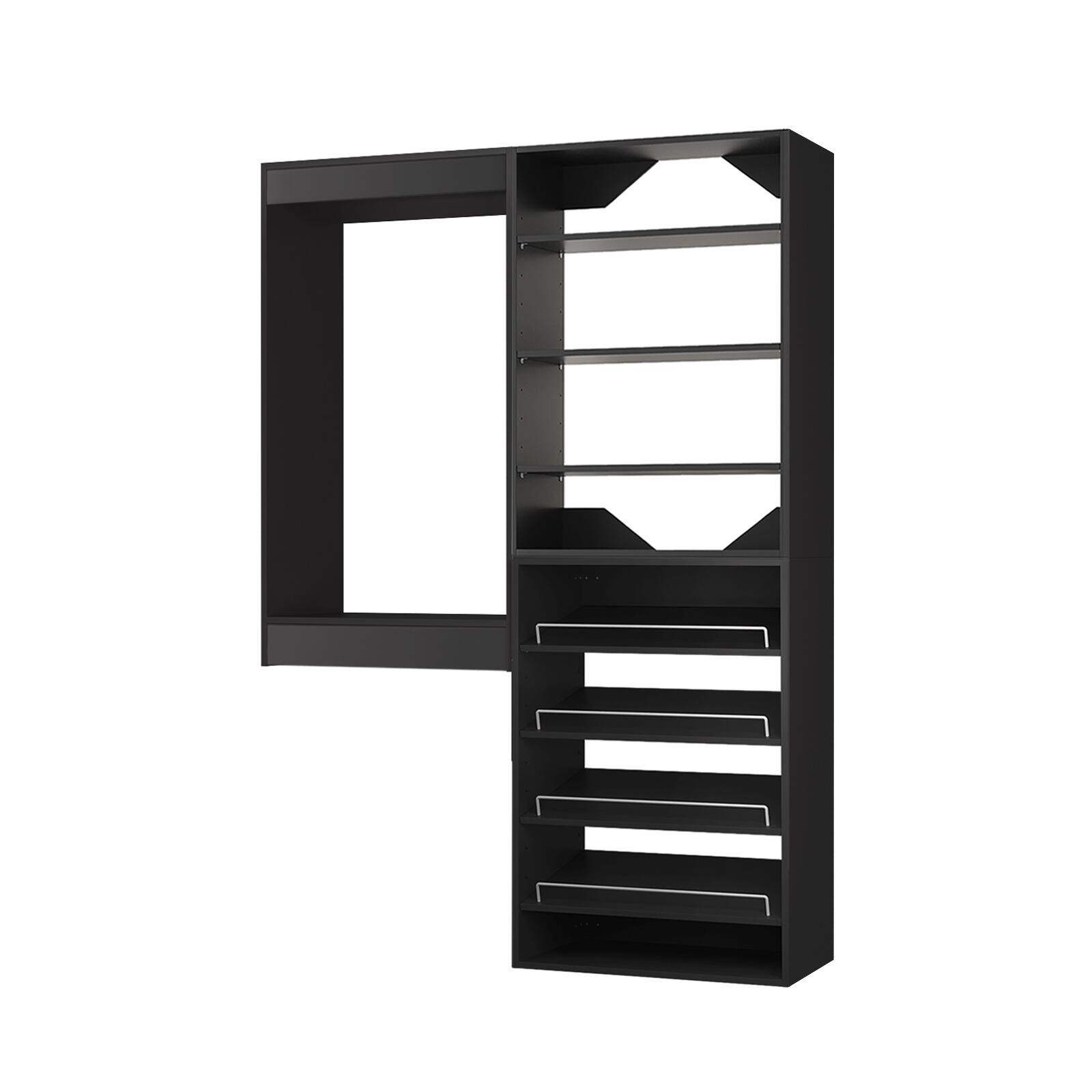 Alt View 3. Roomtec - Roomtec 49 in Black Modular Closet System Unit-Customizable Wall Mounted Walk-In Closets for Bedroom or Walk-in Closet - Black.