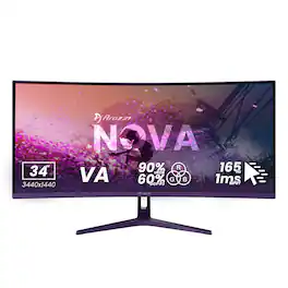 Arozzi - – Nova 34" Curved VA UWQHD 165Hz Gaming Monitor – - Purple