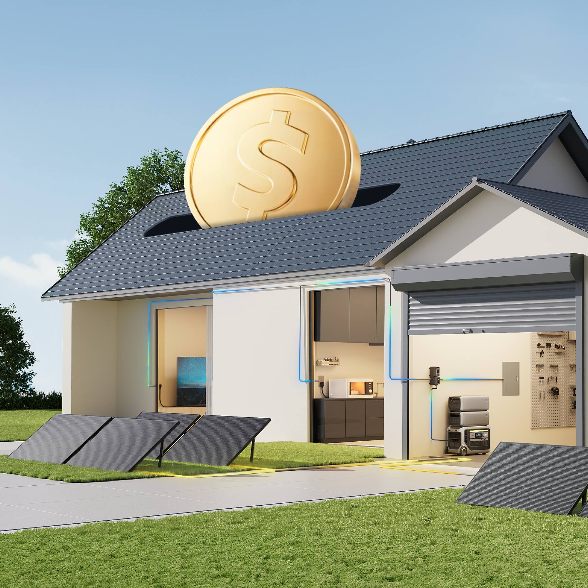 Alt View 8. Anker - Anker SOLIX F3000 3,600W Output Push Button Start Battery Generator, 3,072Wh, 2,400W Solar Recharging, For Power Outages - Black.