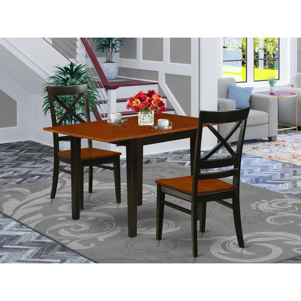 Angle. East West Furniture - Dining Room Set Black & Cherry - Brown.