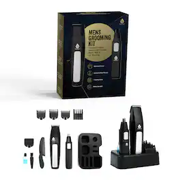 Pursonic - Men's 10-Piece Grooming Kit – Hair, Beard, Nose & Ear Trimmer - Black