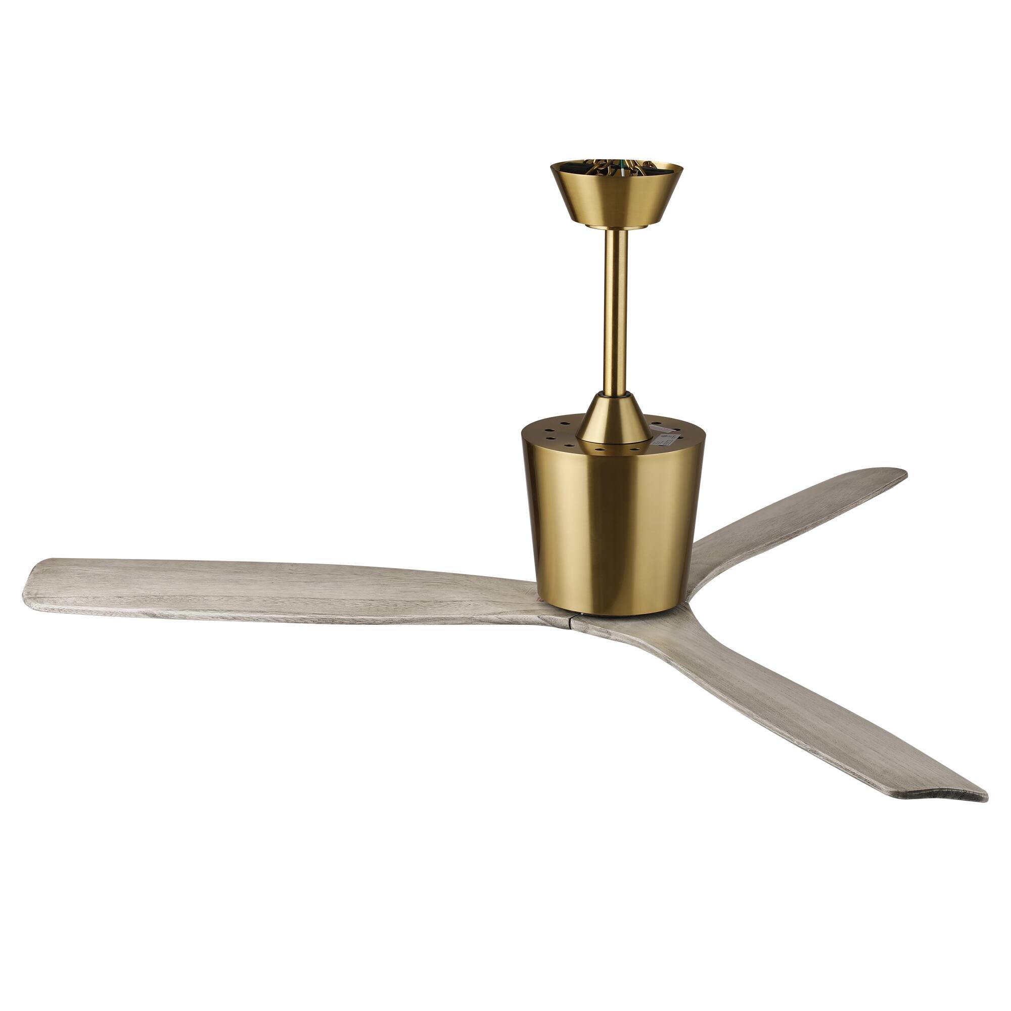 Alt View 9. Parrot Uncle - 54" Modern Solid Wood Blades Ceiling Fan with 6 Speed Remote, No Light - Gold.