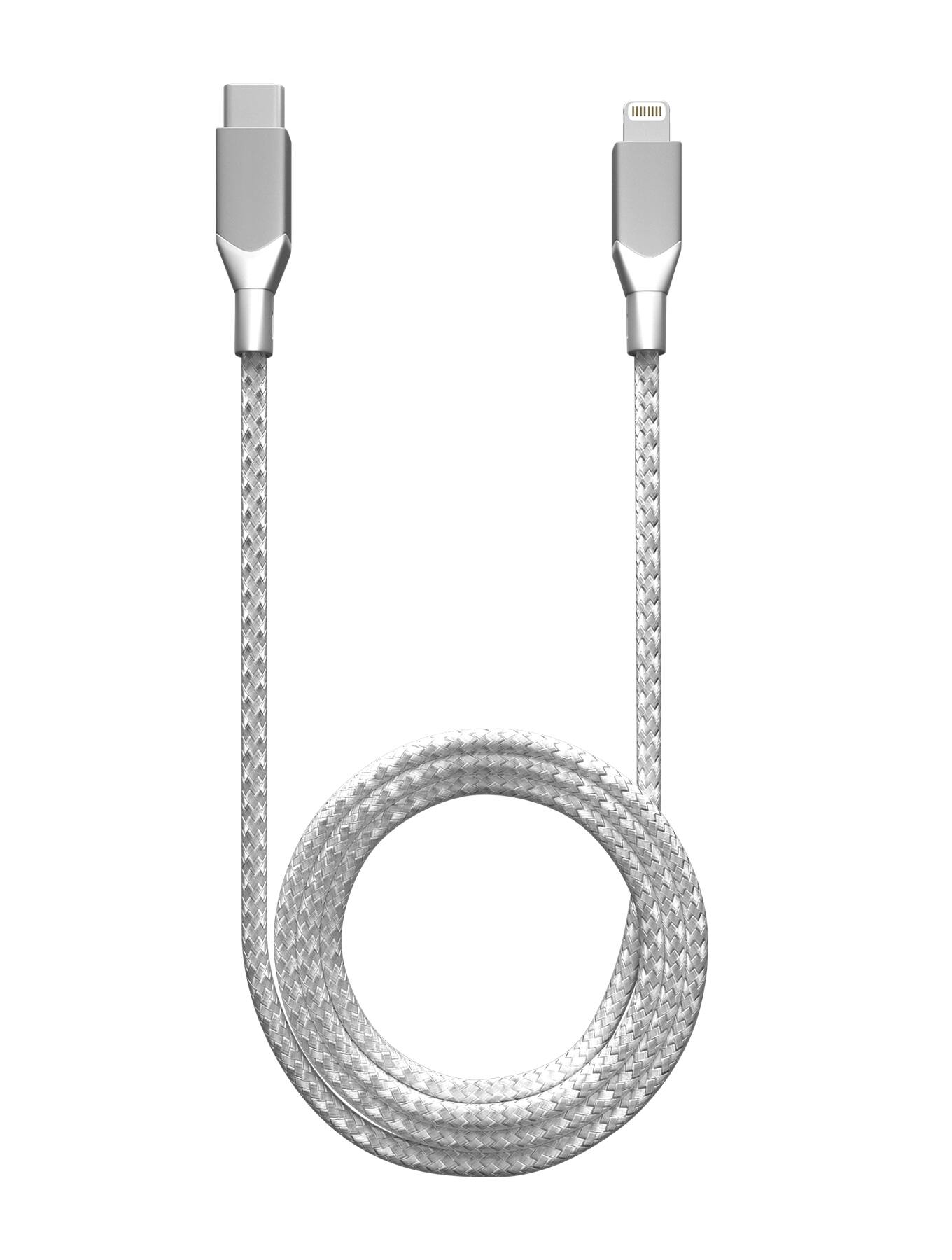 Alt View 1. Ampsentrix - 3 ft Non-MFI Lightning To USB Type C Cable (Infinity) - Silver - Silver.