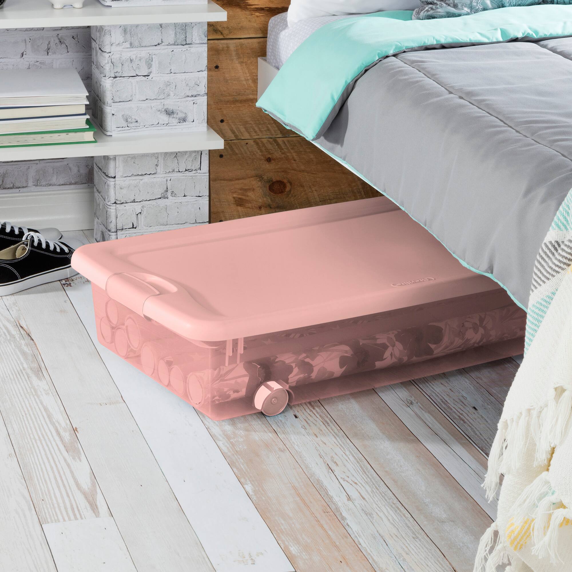 Alt View 4. Sterilite - Sterilite 56 Qt Wheeled Under Bed Storage Container Plastic Bin, Blush, 8 Pack - Pink.