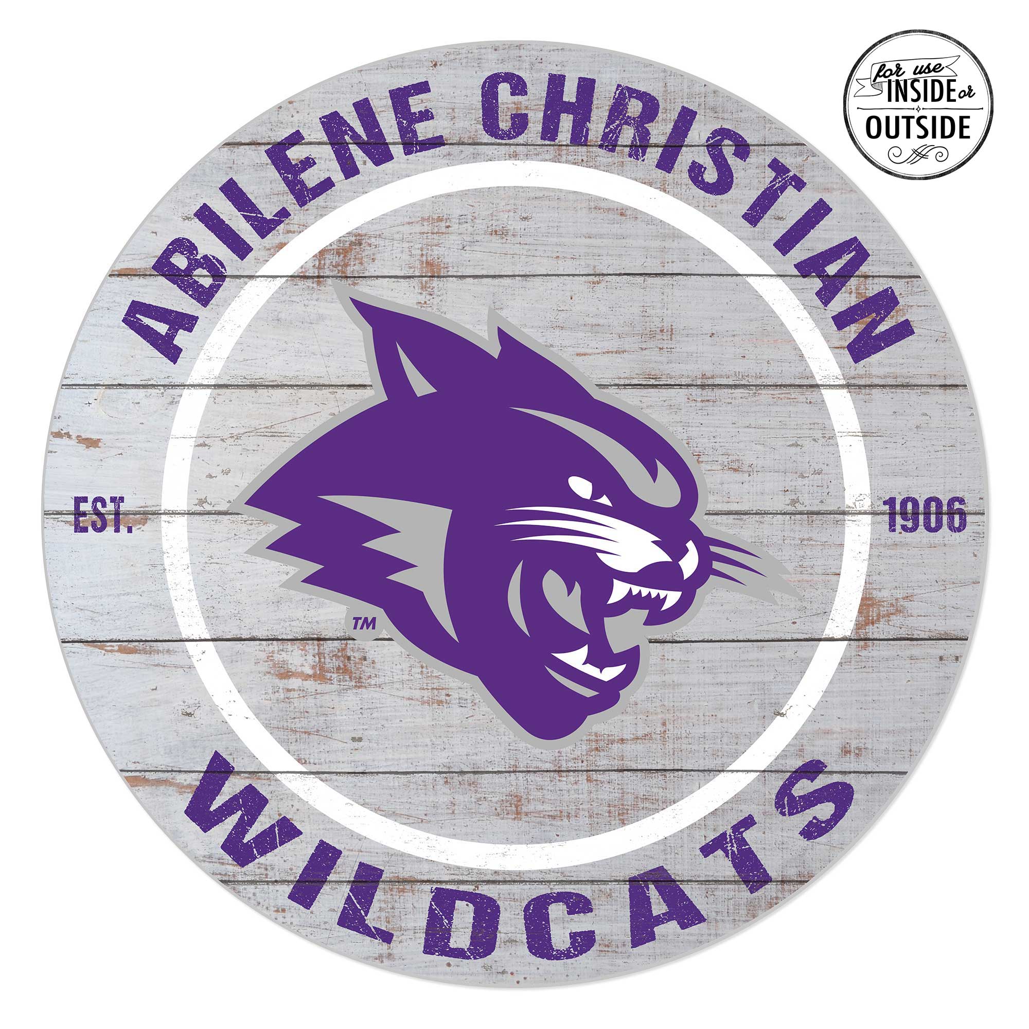 Abilene Christian University Wildcats 20'' x 20'' Indoor/Outdoor Weathered Circle Sign