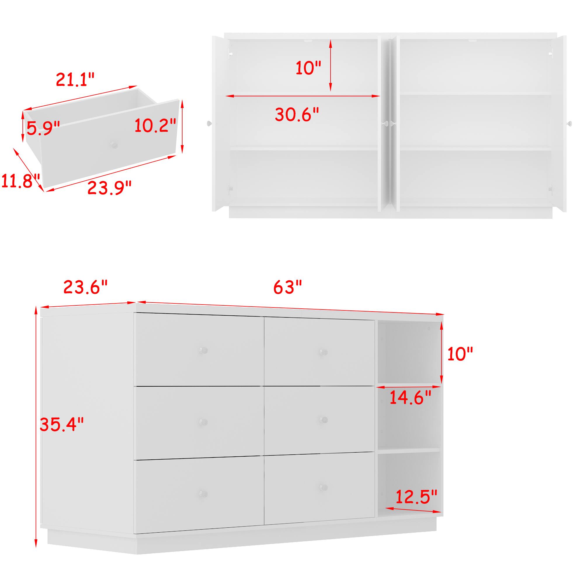 21.1", 10", 5.9", 10.2", 30.6", 11.8", 23.9", 23.6", 63", 10", 35.4", 14.6", 12.5"