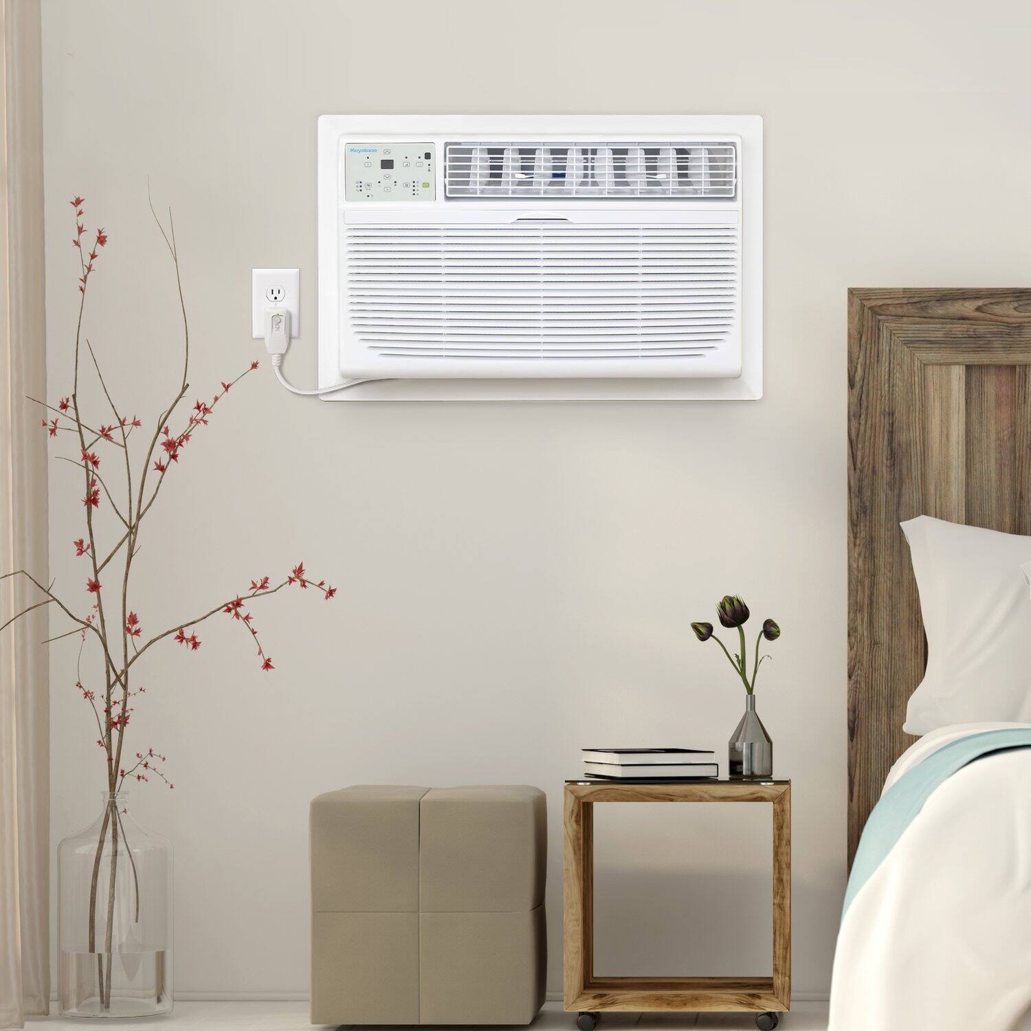 Alt View 24. Keystone - 10,000 BTU 450 Sq. Ft. 230V Through-the-Wall Air Conditioner with 10,600 BTU Supplemental Heat Function - White.
