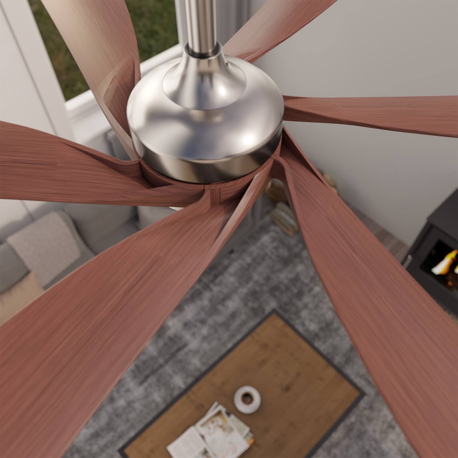 Alt View 10. Siljoy - 64" Modern Silent Ceiling Fan, Reversible DC Motor, 6 Speeds, Timer, Natural Wind, Remote & APP Control, Indoor Outdoor - Brushed Nickel.