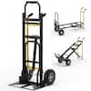 Front. Costway - 3-in-1 Convertible Hand Truck with 4 Rubber Wheels 1000 lbs Max Load Capacity - Black/Yellow.
