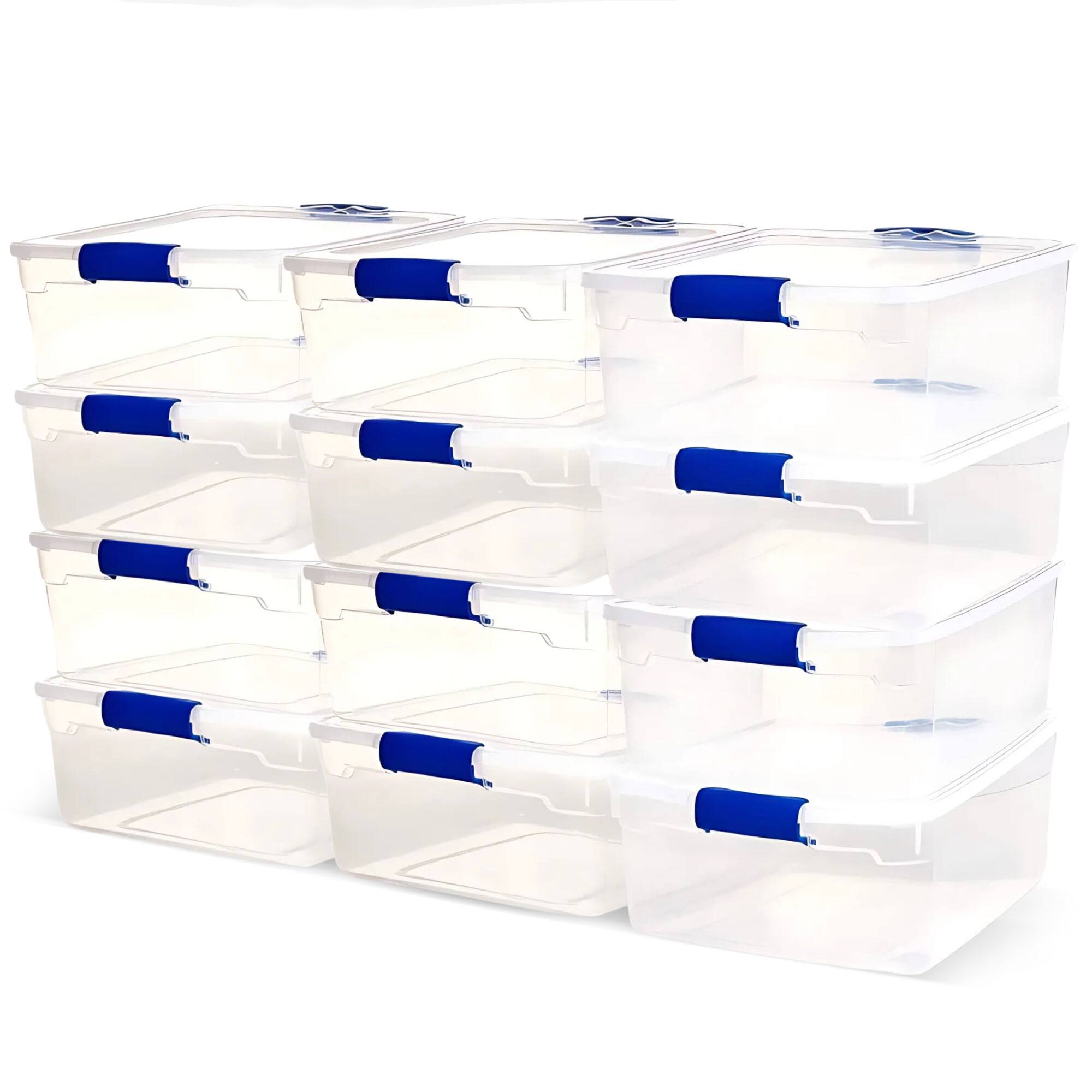 Front. Homz - Homz 15.5 Quart Heavy Duty Clear Plastic Stackable Storage Containers, 12 Pack - Clear.