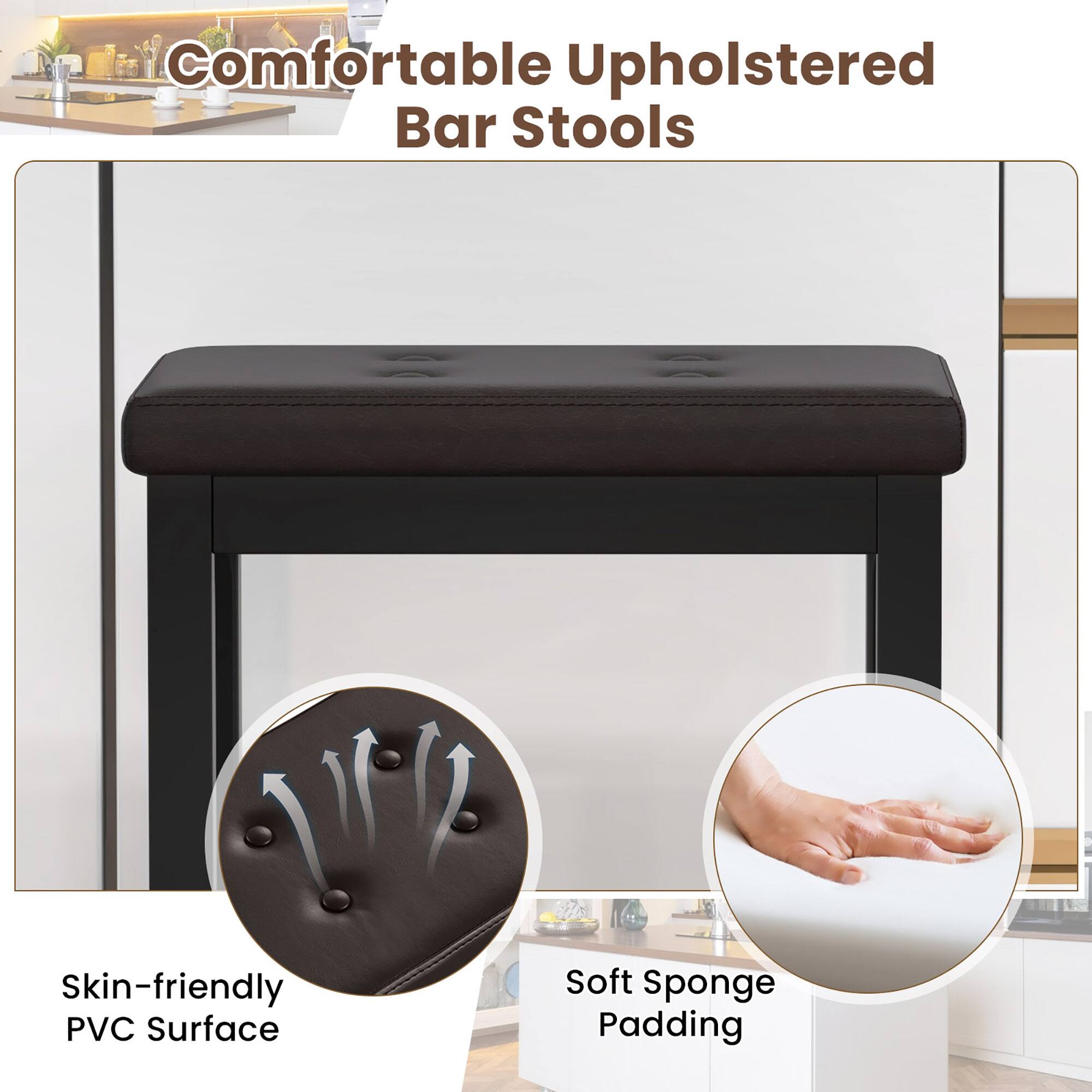 Comfortable Upholstered Bar Stools
Skin-friendly PVC Surface
Soft Sponge Padding
