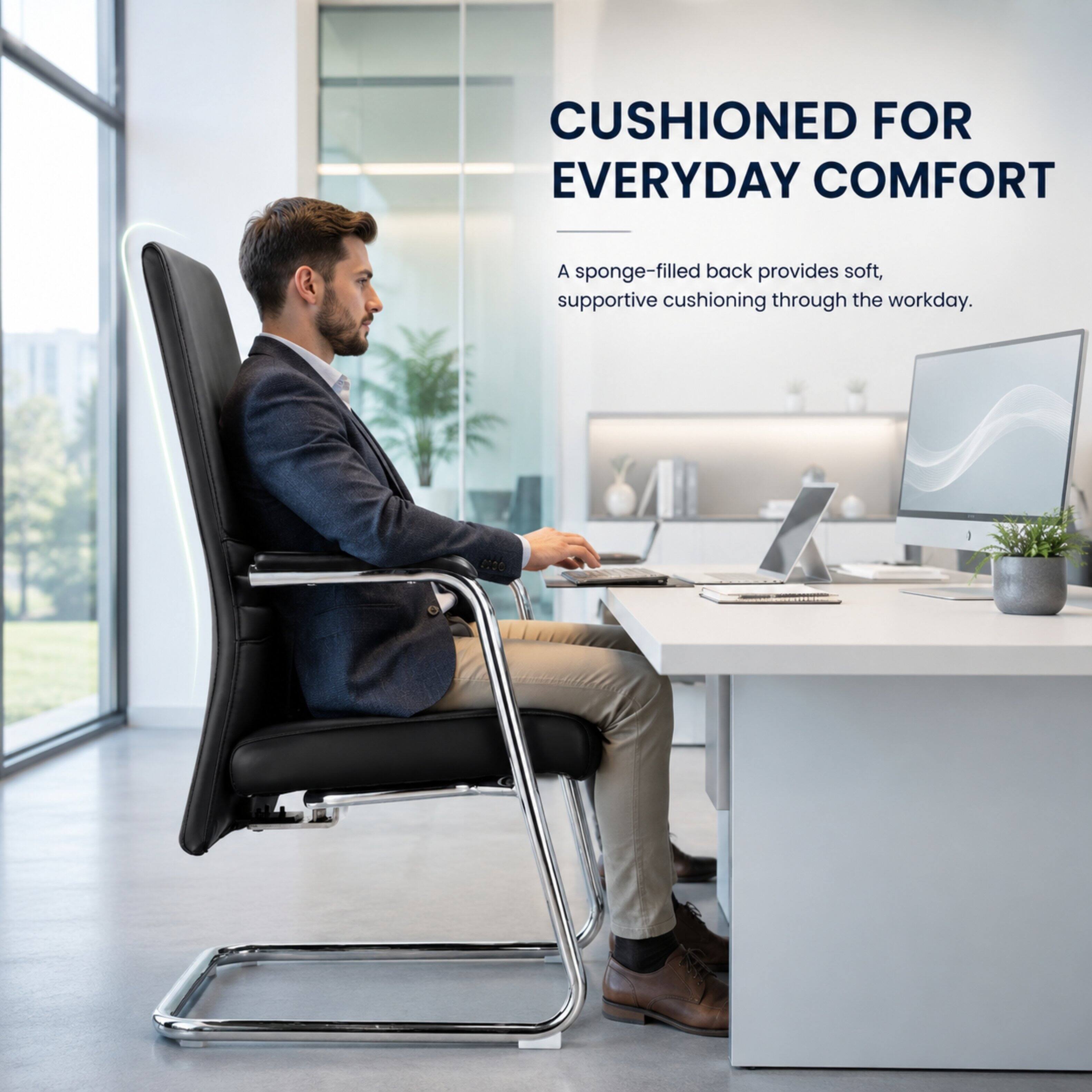 CUSHIONED FOR EVERYDAY COMFORT

A sponge-filled back provides soft, supportive cushioning through the workday.
