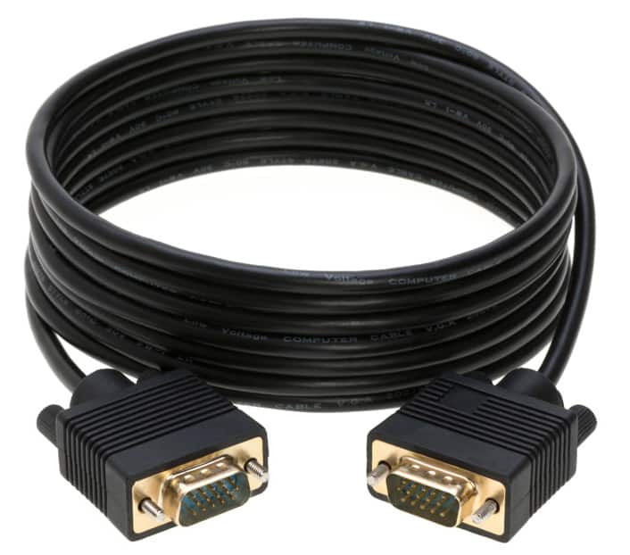 Cables Direct Online - SVGA VGA Male to Male Cable – 15ft, HD15 1080p Monitor Projector Video Cord with Gold-Plated Connectors - Black