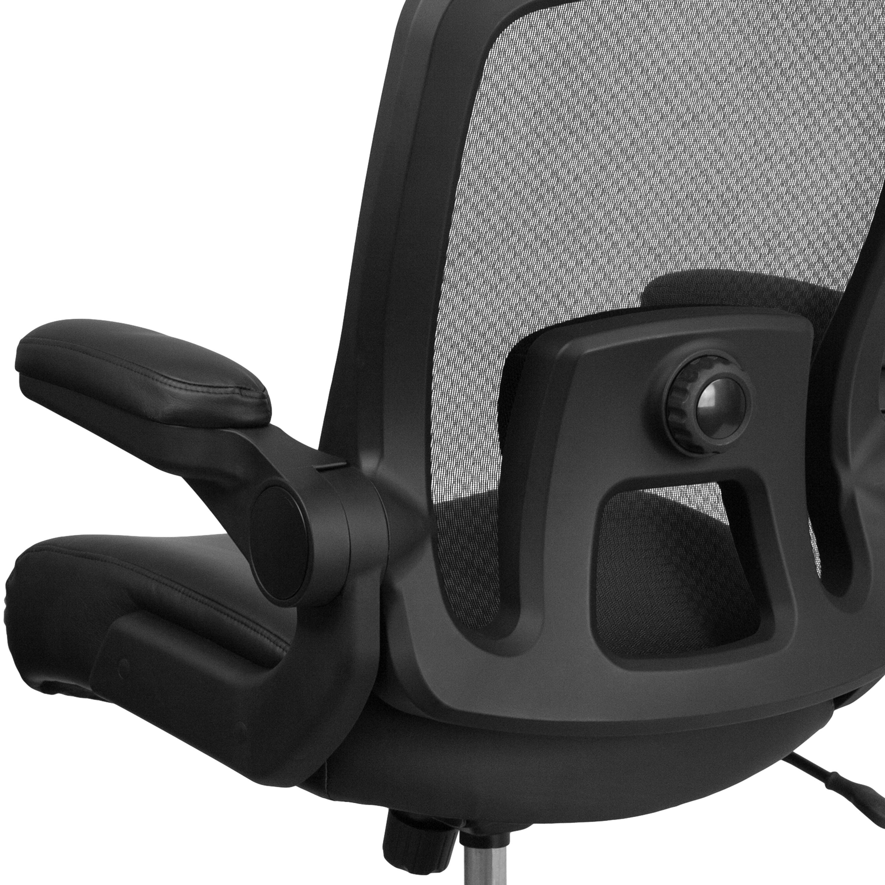 Alt View 9. Emma + Oliver - Big & Tall 500 lb. Rated Mesh Executive Ergonomic Office Chair with Lumbar - Black LeatherSoft.