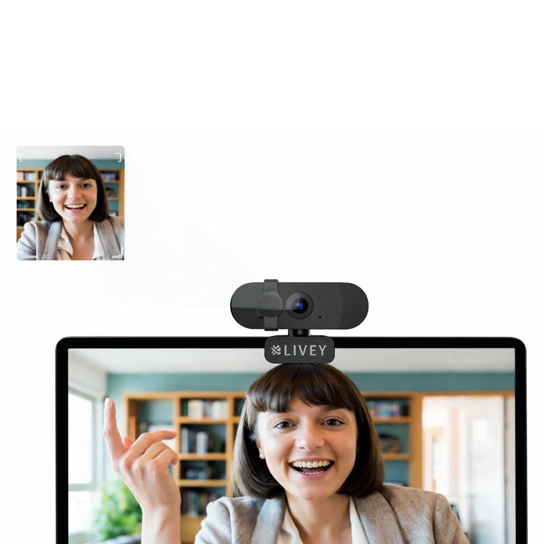 Alt View 1. LIVEY - RealSight WC300-Plus Professional webcam with Full HD 1080p, Fixed Focus, 30fps, In-built Mic, Privacy Shutter.