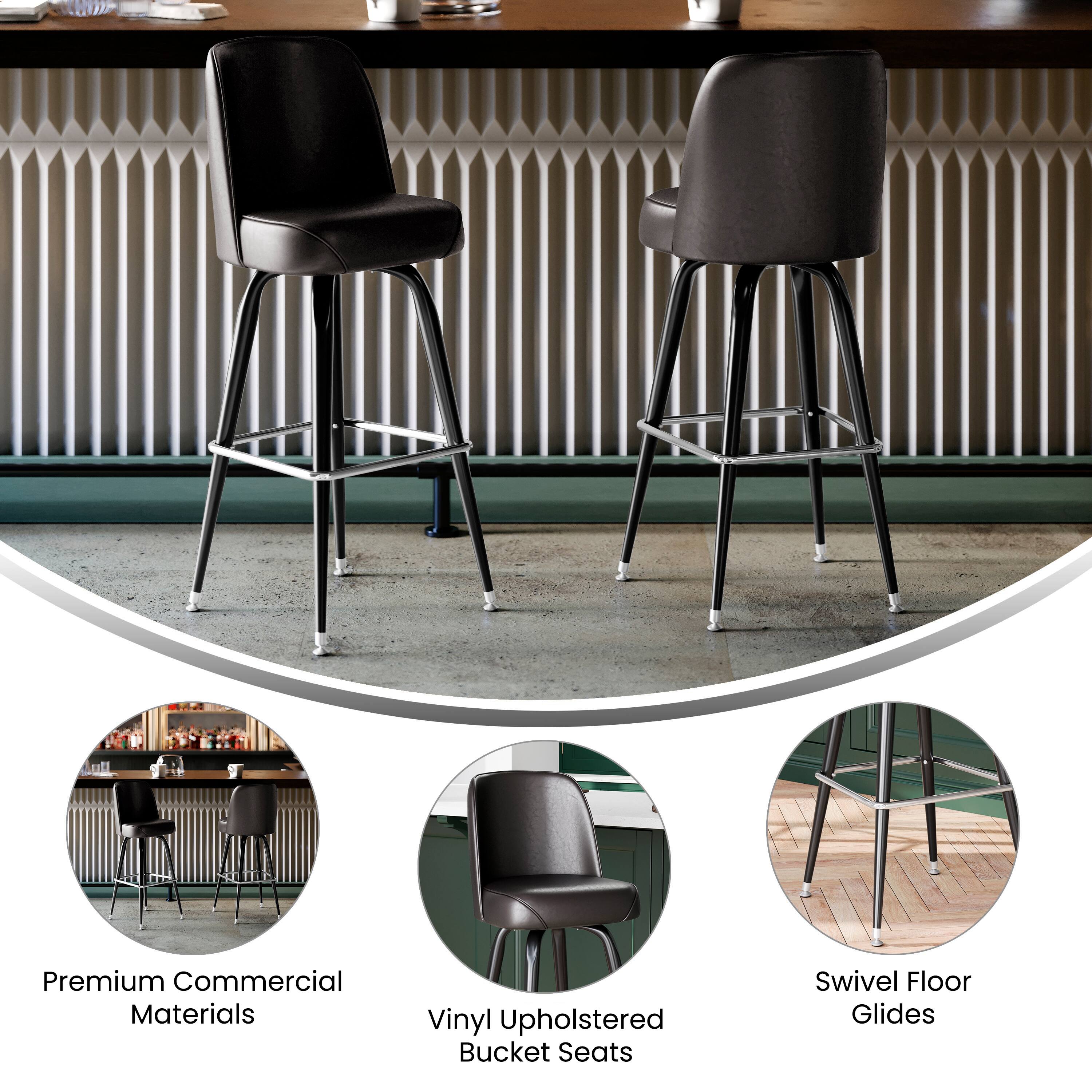 Premium Commercial Materials  
Vinyl Upholstered Bucket Seats  
Swivel Floor Glides