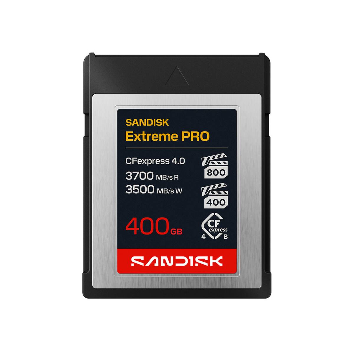 SANDISK Extreme PRO  
CFexpress 4.0  
3700 MB/s R  
3500 MB/s W  
400 GB  
800 400 CF express 4  
SANDISK