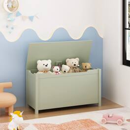 Z-Edge - Kids Storage Bench, Wooden Toy Box Chest, Large Storage Cabinet with Safety Hinge for Playroom, Living Room or Entryway - Green