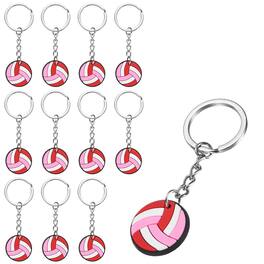 Unique Bargains - 12pcs Volleyball Keychain Bulk, Volleyball Keychains w/ Metal Ring Backpack Charm Team Gifts Sports Party Favors - Red White