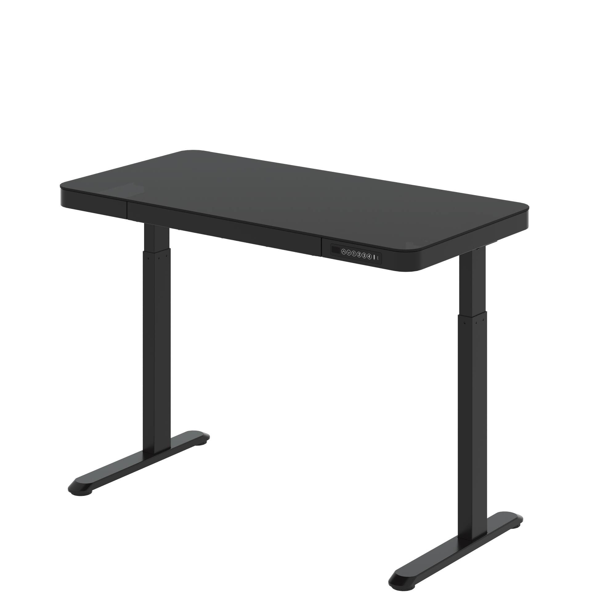 Angle. FlexiSpot - EG9 Series-Glass Top Electric Height Adjustable Standing Desk For Home Office - Black.