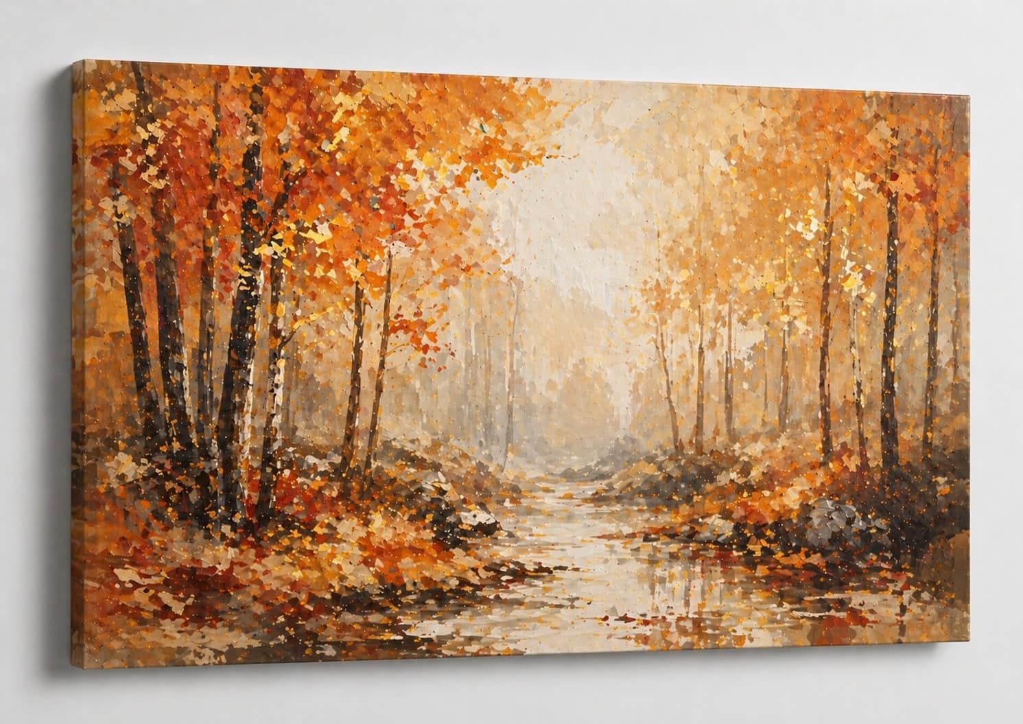 FC Design - Large Canvas 24x36" Autumn Forest Orange Trees Nature Art Painting Home Wall Décor - MultiColor