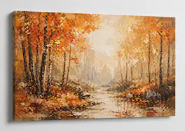 FC Design - Large Canvas 24x36" Autumn Forest Orange Trees Nature Art Painting Home Wall Décor - MultiColor
