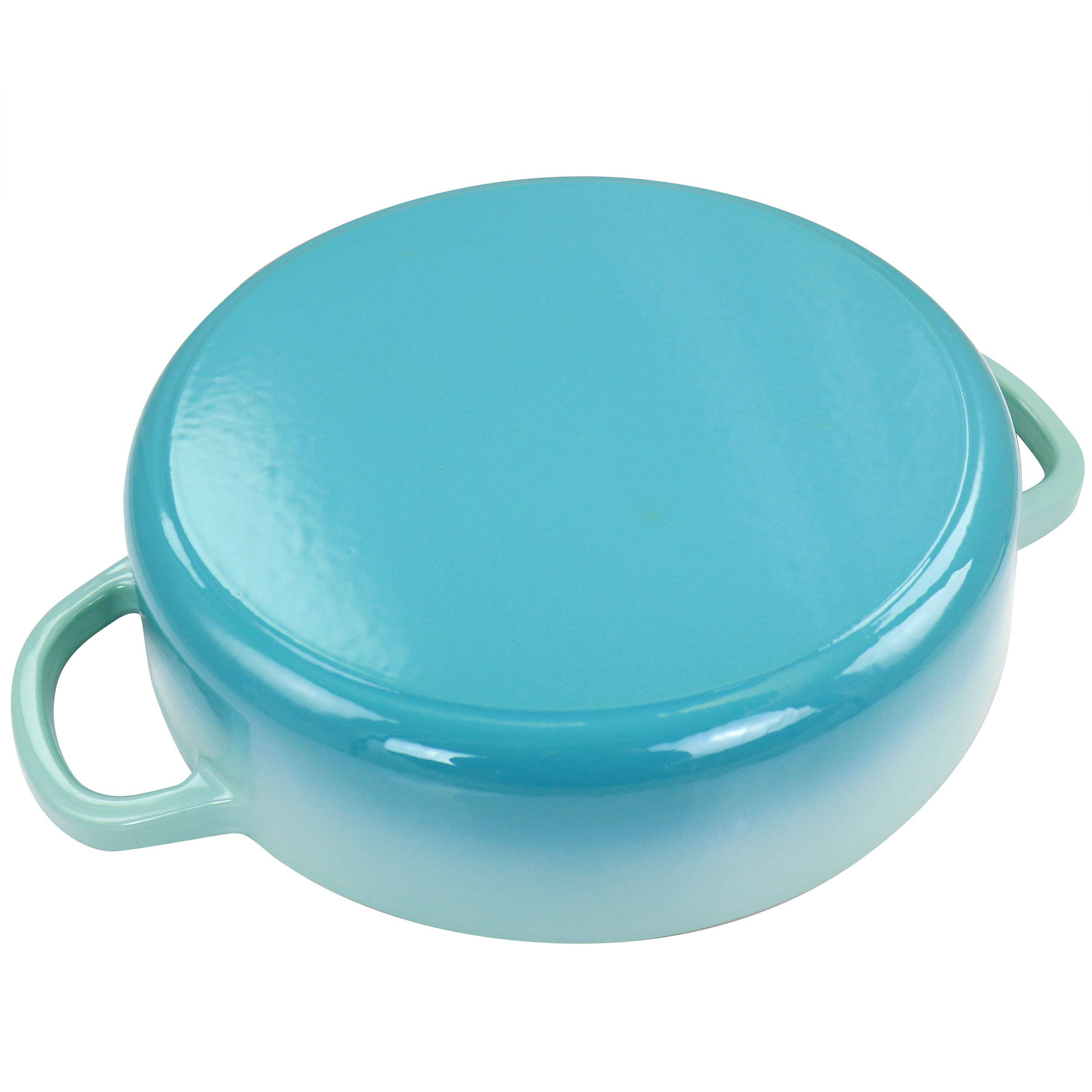 Alt View 3. Crock-Pot - Crock Pot Artisan 5 Quart Enameled Cast Iron Braiser Pan with Lid in Gradient Aqua Blue - Aqua Blue.