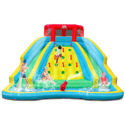 Front. Gymax - Gymax Inflatable Mighty Water Slide Park Bounce Splash Pool Without Blower.